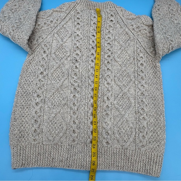 Blarney Woolen Mills Hand Knit Irish Sweater Fisherman Pattern Beige - Picture 8 of 10